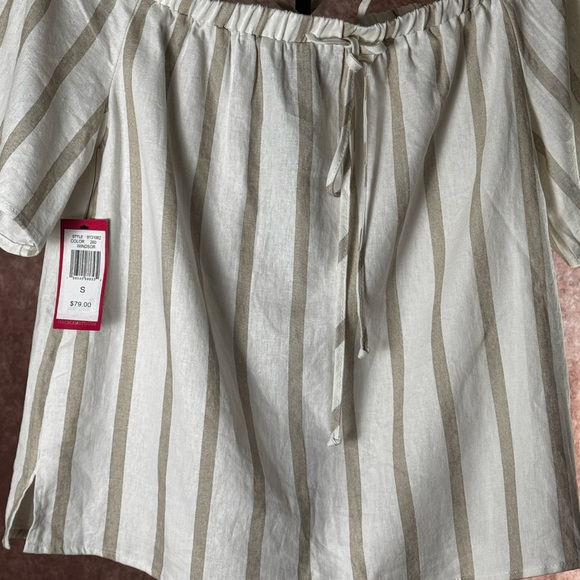 Vince Camuto Off Shoulder Linen Blend Blouse NWT Size S - Picture 3 of 8